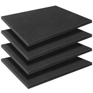 Black Polyurethane Foam Inserts for Cases, 4 Pcs 16 x 12 x 0.5 Inch, Cuttable Packing Padding for Tool Box, Camera, Crafts and Storage