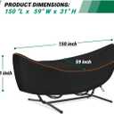 Patio Hammock Cover, Waterproof Hammock Beds Cover Protective Chair Dustproof Cover for Outdoor Garden Hammocks Stand 150" L X 59" W X 31" H, Black