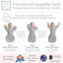 SwaddleDesigns Transitional Swaddle Sack, Arms Up Half-Length Sleeves & Mitten Cuffs, Swaddle for Newborn Transition to Baby Sleep Sack Wearable Blanket, 3-6 Month, 14-21 lb, Gray with Striped Trim