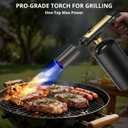 Powerful Propane Torch Gun, Cooking Torch with One-Touch Max Fire, Adjustable Culinary Torch for Searing Steak, Sous Vide, BBQ and Campfire Starter, Gold & Black(Tank Not Included)