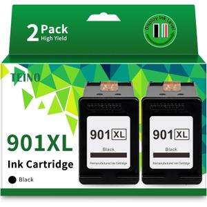 TEINO Remanufactured Ink Cartridge Replacement for HP 901XL 901 Black Ink Cartridges for HP OfficeJet J4500 J4680 J4580 4500 J4524 J4540 (2 Black)