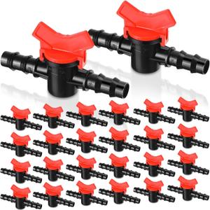 Chumia 24 Pcs Drip Irrigation Valve 1/2 Inch Double Male Kits Gate Switch for Tubing Regulate Shut off Turn on Water Flow