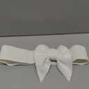 Geyoga Women Bow Belt Elastic Waist Belt Bowknot Stretchy Corset Dress Sash 2.4'' Wide (Small, White)