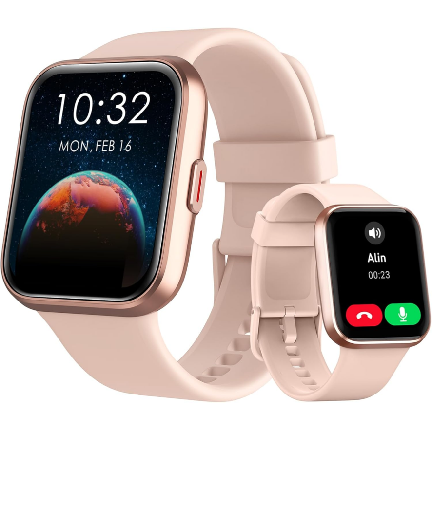 Tensky Smart Watch for Women Android & iOS, AI Voice, 1.99" AMOLED Fitness Tracker with Bluetooth Call, 3ATM Waterproof Heart Rate/Sleep/SpO2 Monitor, Pedometer, 100+ Sport Modes, 12 Days Battery Life