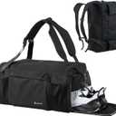 Gym Bag for Men with Shoes Compartment and Wet Pocket Convertible Duffle Bag and Gym Backpack Waterproof Sports Bags for Men with 2 Bottle Holders Multipurpose Weekender Overnight Bag -Black