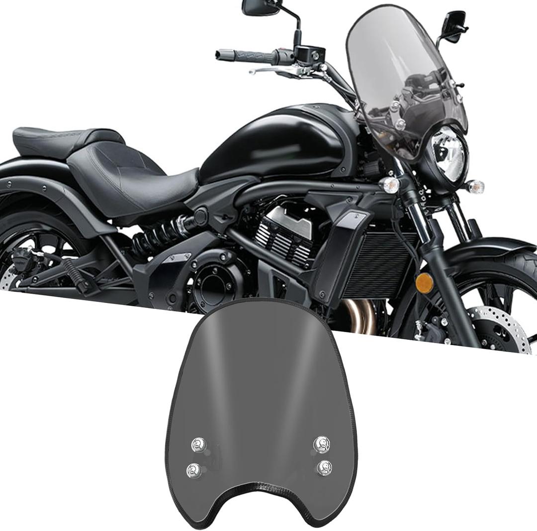 For Vulcan S 650 VN650 2026 Motorcycle windshield air fairing, front wind deflector, handlebar windshield, heightened instrument sun visor vulcan s 650 2015-2026+ (Smoke Gray,black)