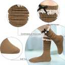 Slouch Socks for Women Long Knee High Socks Women Frilly Lace Ruffle Calf Stacked Boot Sock Scrunch Slouchy Sock (Black, White, Khaki & Beige)