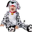 Morph Toddler Dalmatian Costume Plush, Comfy Puppy Dog Outfit with Hood, Ears, Anti-Slip Foot Cover, Front Pocket | Halloween (1-2 years)