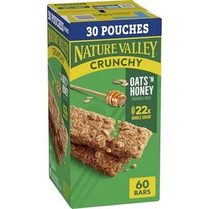 Nature Valley Crunchy Oats 'n Honey Granola Bars, 60 Bars, 44.7 OZ (30 Pouches) Pack of 2 23 JUN 2026