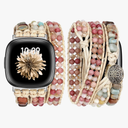 JR.DM Boho Beaded Band Women for Fitbit Versa 4/Versa 3/Sense 2/Sense Bands Natural Stone Bracelet Adjustable Handmade Braided Strap Smartwatch Replacement Wristband