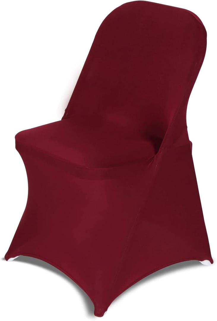 Stretch Spandex Folding Chair Covers 30PCS Universal Fitted Chair Cover Protector for Wedding,Party, Banquet, Holidays, Celebration, Decoration(Burgundy, 30 PCS)