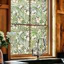 Window Privacy Film, 3D Stained Glass Window Film, 23.6x35.4in | Decorative Window Privacy Film for Bathroom, Front Door, Home, Sun Blocking Heat Control, Static Cling, Dancing Plant