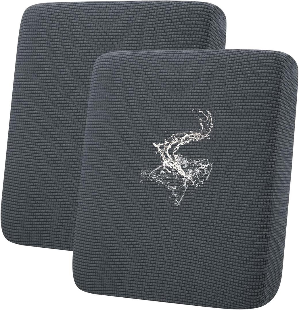 hyha Waterproof Couch Cushion Covers, Washable Sofa Cushion Slipcovers, Thick Stretch Jacquard Fabric, Couch Sofa Covers for Pets with Elastic Bottom (2 Pieces, Grey)