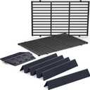 Grill Parts for Weber Genesis 300 Grills with Front Control Knob, Grill Grates for Genesis E310 S310 E/S320 E/S330, 17.5" Flavorizer Bars&Heat Deflectors, 19.5" Grill Grates for Weber 7524 7621 65505