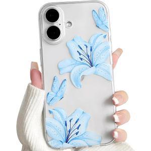 NITITOP Compatible for iPhone 17 Case Cute Flower - Blue
