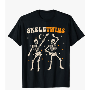 Twins Halloween Matching Skeletwins Funny Dancing Skeletons T-Shirt.  SIZE YOUTH SMALL