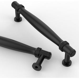 Asidrama 10 Pack 5 Inch(128mm) Matte Black Kitchen Cabinet Handles, Cabinet Pulls Kitchen Cabinet Hardware for Cupboard Drawer Pulls (5" Hole Center)