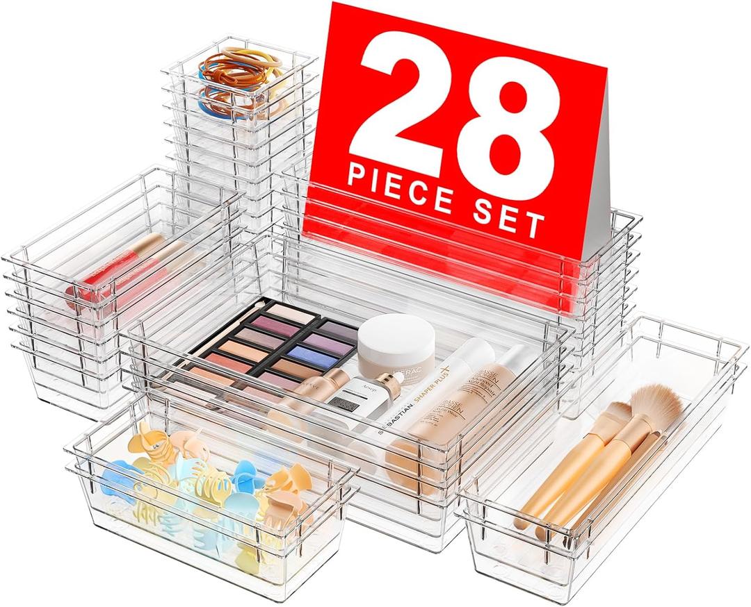 Military GradeA-LuGei Drawer Organizer,Makeup organizer,Holds 177 ItemsBathroom Organizers and Storage,Organization and Storage,Desk Drawer Organizer for VanityClear
