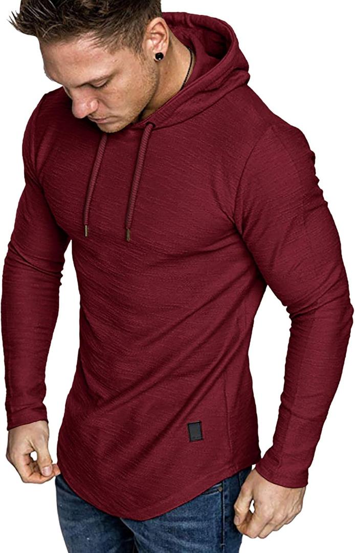 Lexiart Mens Fashion Athletic Hoodies Sport Sweatshirt Solid Color Fleece Pullover (Red) XL
