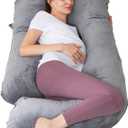 MOON PINE Pregnancy Pillow, U Shaped Full Body Pillow for Maternity Support, Sleeping Pillow with Cover for Pregnant Women (Dark Grey)