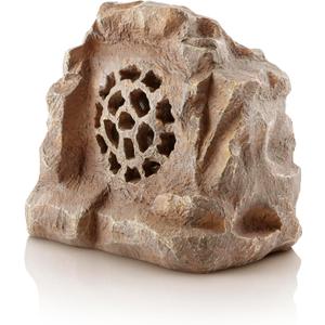 Alpine Corporation 11" Tall Solar Bluetooth Wireless Rock Speaker, Waterproof Outdoor Audio System - Portable Sound, High-Fidelity, 50-Foot Range, Brown