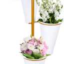 Flower Display Stand With Buckets,Rotatable Flower Cart Display Stand with Wheels,Flower Bar Stand for Florist Garden Wedding Home Decor (Gold)