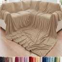 Ultra Soft Fleece Blanket Throw XL Size - Flannel Fleece Luxury Throw XL Blanket - Lightweight for Couch Bed Chair- Thick, Warm and Breathable - All Season Anti-Static Microplush Bedding, Oxford Tan