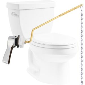 Hibbent Universal Metal Side Mount Toilet Handle Replacement Kit, Brass Toilet Flush Tank Lever with Stainless Steel Flapper Chains for Most Toilets, Chrome Finish