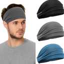 Running Headband for Men and Women - Wide Moisture Wicking Sweatbands for Fitness, Running, Hiking, Cycling, Yoga, Basketball