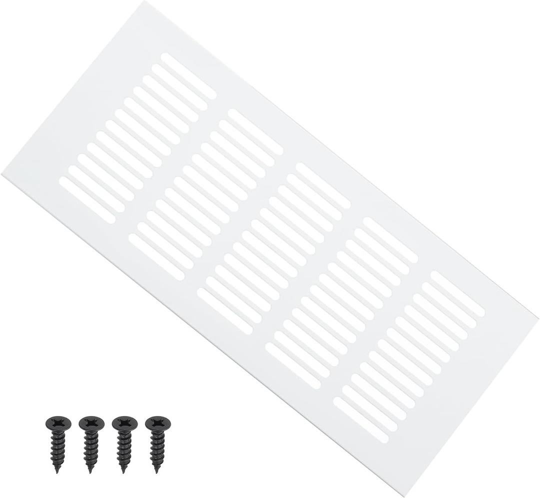 PATIKIL 9 x 4 Inch Door Air Vent Cover, 1 Pcs Heavy Duty Aluminum Grille Ventilation Cover Louvered with Mounting Screws for Cabinet Wardrobe Door, Silver