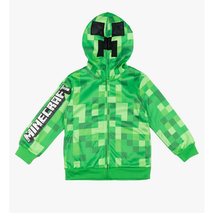 Minecraft Fleece Zip Up Hoodie Toddler to Big Kid Green Sizes: S