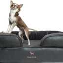 NOAH & PAW Dog Bed, 28x23x11 Inch, Orthopedic Dog Beds for Medium Size Pets, Eggshell Memory Foam Infused with Cooling Gel, Inner Cover, Waterproof, Machine Washable (Faux Leather Sofa Collection) (Charcoal)