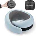 WANDER PLUS Travel Pillow, 100% Pure Memory Foam Travel Neck Pillow Airplane Neck Support Ergonomic Design Best for Sleeping Plane Car Train Office Flight for Adults Sky Blue