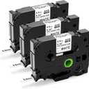 Label KINGDOM HSe-221 Heat Shrink Label Compatible with Brother P Touch Heat Shrink Tubing Label HSe221 8.8mm TZe Shrink Black on White for Wire Cable for Brother PT-P710BT E300 E500 P900, 3-Pack