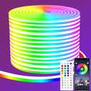 segrass 50ft RGB LED neon Rope Lights LED neon Lights with Remote Control/APP Control IP65 Waterproof Flexible Neon LED Strip Lights for Bedroom Room Outdoors Decor