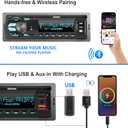 Single DIN Multimedia Car Stereo Radio,7 Character LCD,Bluetooth with Hands Free Calling & Music Streaming,USB Playback & AUX Input,AM/FM Radio Receiver Wireless Remote Control
