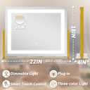 ROLOVE Vanity Mirror with Lights 22"x18", Lighted Makeup Mirror with 10X Magnification, Smart Touch 3 Colors Dimmable, 360 Rotation, Women Gift, Dresser Mount, Bathroom (Gold)