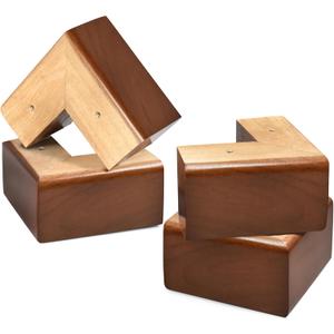 AORYVIC Solid Wood Legs for Furniture, L-Shaped Bed Risers, 3 inch Furniture Legs for Sofa Couch Dresser Cabinet Table, Couch Sofa Feet, Furniture Risers, Bed Lifters 4 Pack (Brown)