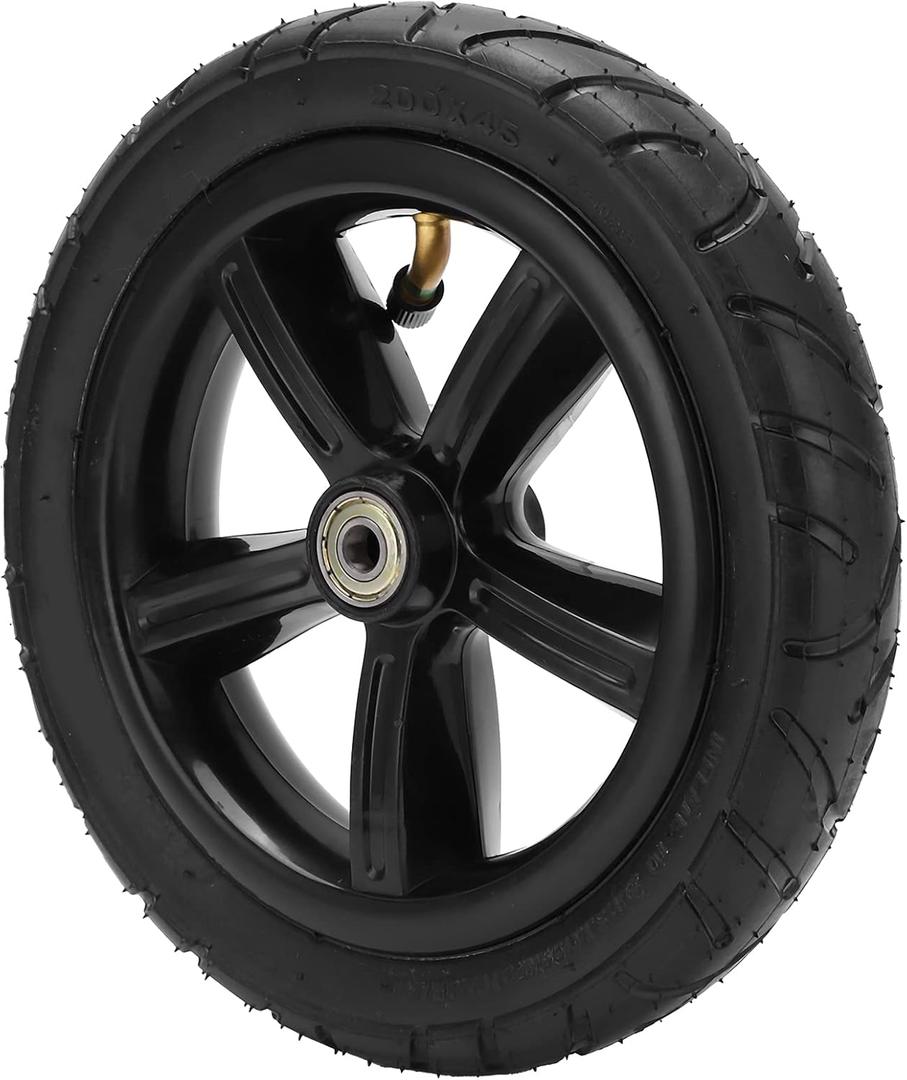 8 Inch Pneumatic Wheel for Electric Scooter, 200X45 Universal Rubber Anti Slip Tire and Inner Tube Set, Pneumatic Wheel with Hub and Bearings, for Electric Scooter Upgrade Parts