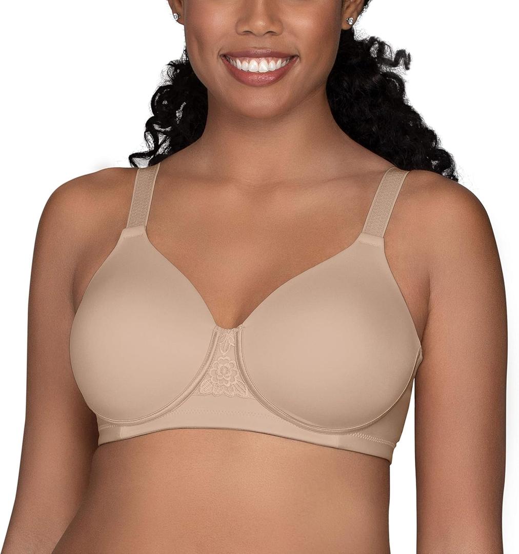 Vanity Fair Women's Full Figure Beauty Back Smoothing Bra, 4 Way Stretch Fabric, Lightly Lined Cups up to H (Black, M)