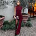 JUMISEE Womens Elegant Irregular Ruched Mini Dress Flowy Ribbon Bodycon Cocktail Dress Sexy Pleated Formal Dresses (Red, M)