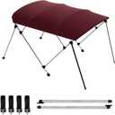 Bimini Boat Top Cover Sun Shade 3-4 Bow Boat Canopy Includes 4 Straps 2 Rear Support Poles Mounting Hardwares Storage Boot with 1" Aluminum Frame (Burgundy, 4 Bow 8'L x 54" H x 91"-96" W)