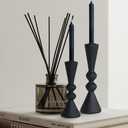 SDALI HOME Candle Holder Black Candlestick Holders,Taper Candle Holders Set of 2- Candle Sticks Holder Decor for Home,Small Modern Wood Candle Stick Candle Holder for Candlesticks（7.5"/6" H）
