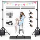 BEIYANG Backdrop Stand, 7.5 FT x 10 FT Adjustable Photography Background Support System Kit with Carrying Bag for Photo Video Studio (7.5*10FT)