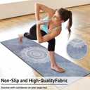 Hot Yoga Mat Towel with Corner Pockets Yoga Towels for Hot Yoga Non Slip with Travel Bag Sweat Absorbent Yoga Blankets Mat Cover for Workout Gym 70"x26" (Blue Flower-02, 70x26)