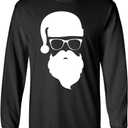 shop4ever Hipster Santa with Sunglasses Christmas Long Sleeve Shirt (Large, Black)