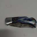 FM807 Pocket knife, Folding Clip Damascus Handmade Custom for Men Cool Good Camping Hunting Fishing & s Activities EDC Knives Leather Sheath Knife., Blue (Blue)