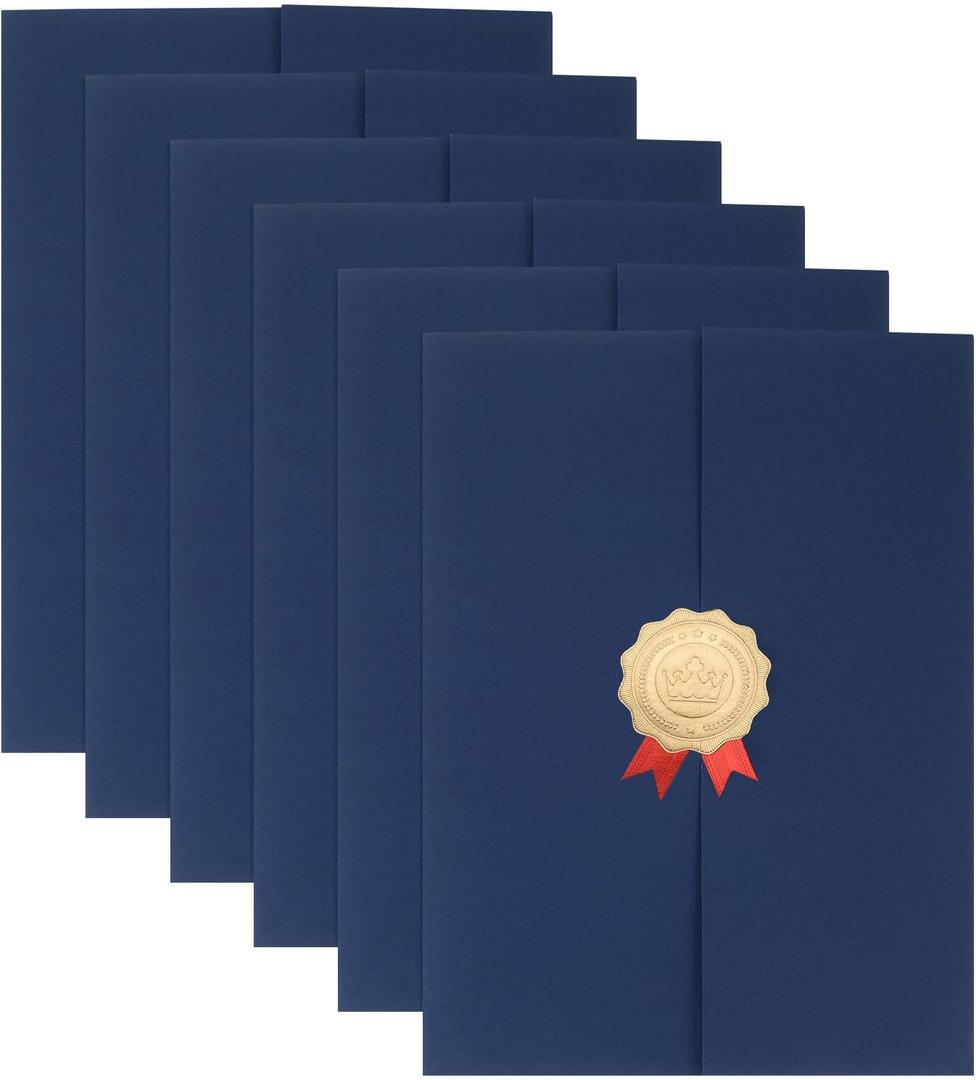 PATIKIL Certificate Holders, 6Pcs Tri Fold Certificate Diploma Cover for 8.5x11 Certificates Paper, Cardstock, Document Papers, Blue