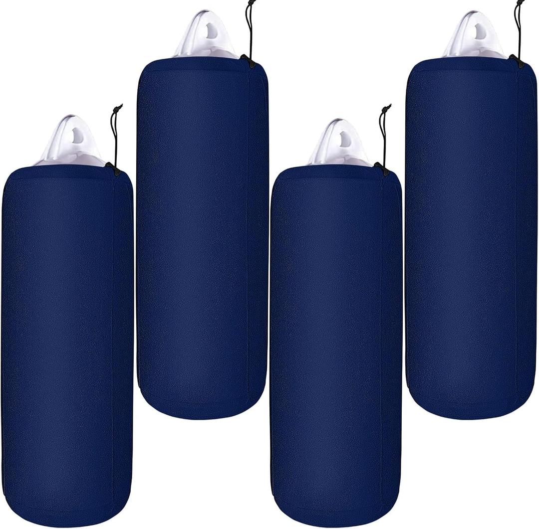 Woanger 4 Packs Boat Fender Cover 10" x 26" Fleece Marine Bumper Covers for Center Rope Tube Style Fenders (Boat Fender Not Included)