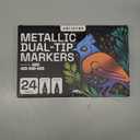 ARTISTRO 24 Metallic Dual-Tip Acrylic Paint Markers for Rock, Canvas, Glass, Wood, & More Fine + Dot Tips